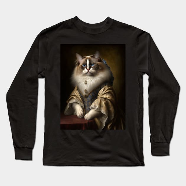 Royal Portrait of a Ragdoll Cat Long Sleeve T-Shirt by pxdg